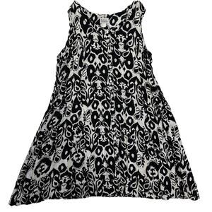 Vtg Anthony Richards Dress 3X Black White Floral Pockets Lounge House Comfort